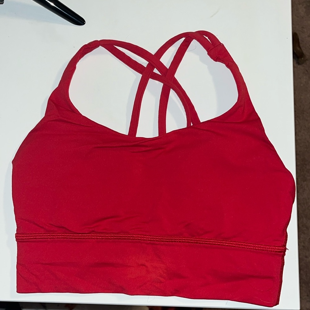 Red Lululemon sports bra